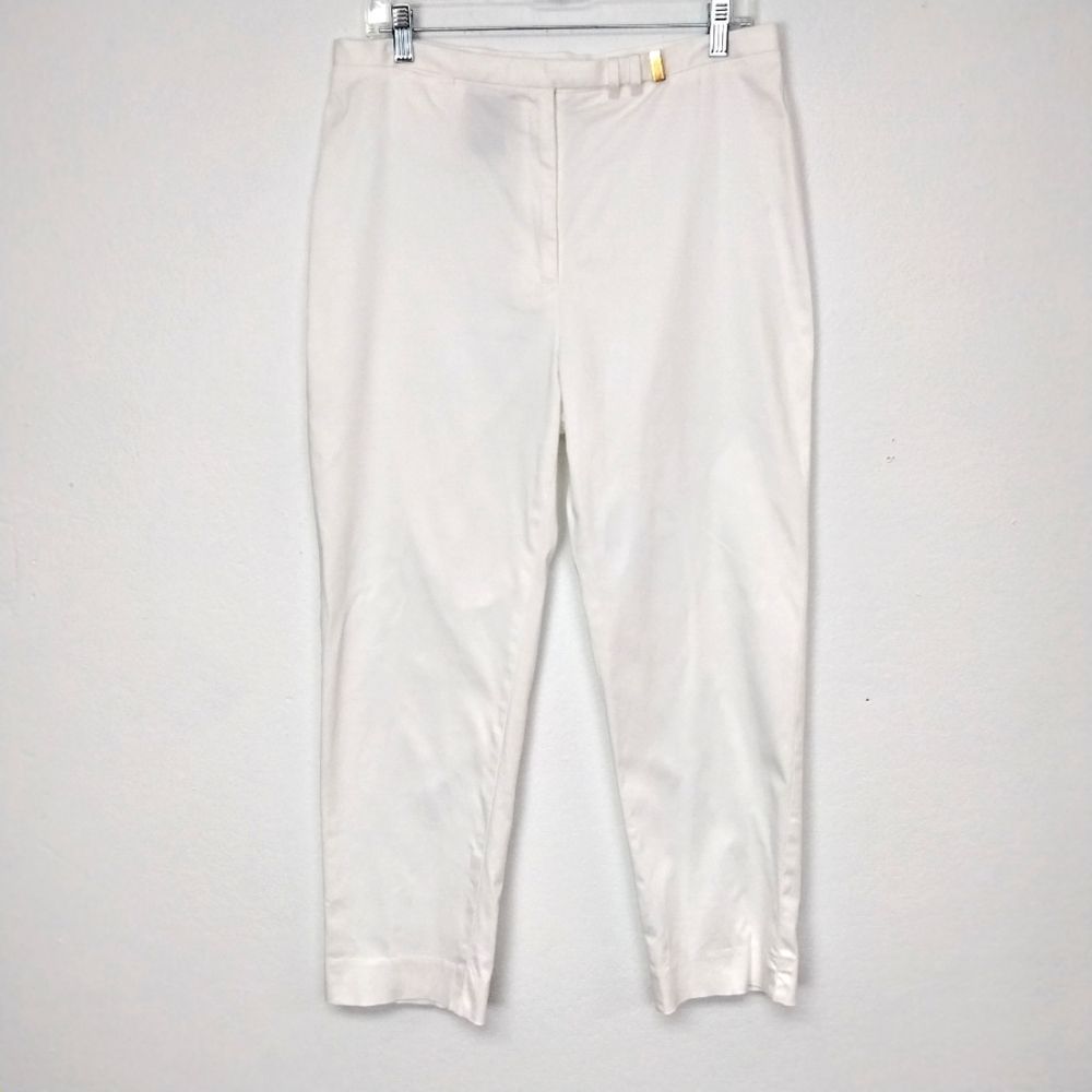 Lauren Ralph Lauren Pants Sz 14 White Cotton Blend Quiet Luxury Coastal Neutral